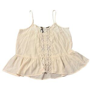 Miss Chievous Womens‎ XL Lace Front Cream Sleeveless Peplum Top